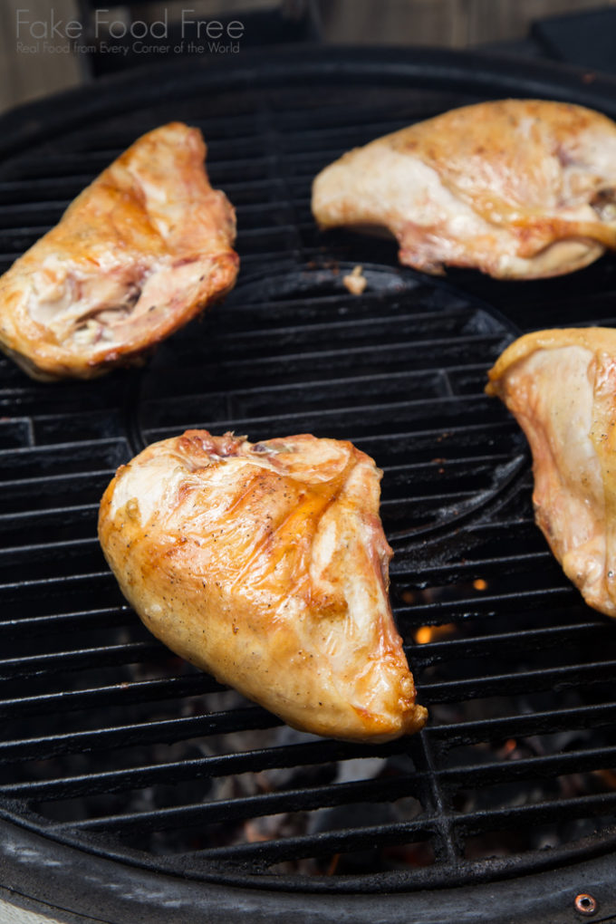 Grilled Bone In Chicken Breasts with Garlic Sweet Onion Barbecue Sauce ...