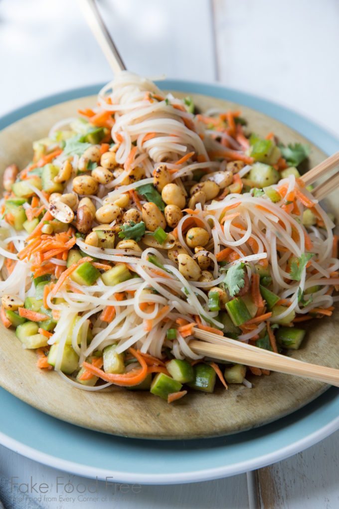 Easy Asian Noodle Salad with Chili Toasted Peanuts Fake Food Free